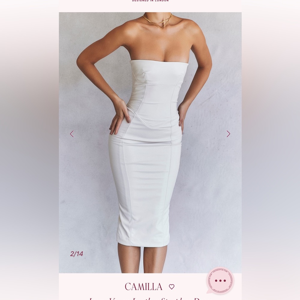 House of CB CAMILLA
Ivory Vegan Leather Strapless Dress